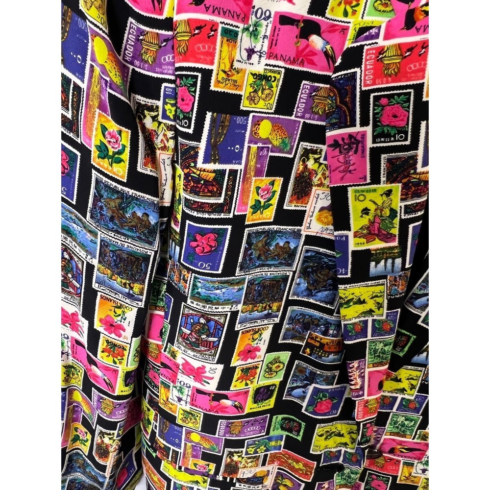 Ann Taylor Blazer Women 10 Multicolor Postage Stamp Print Studio Jacket - Picture 12 of 12
